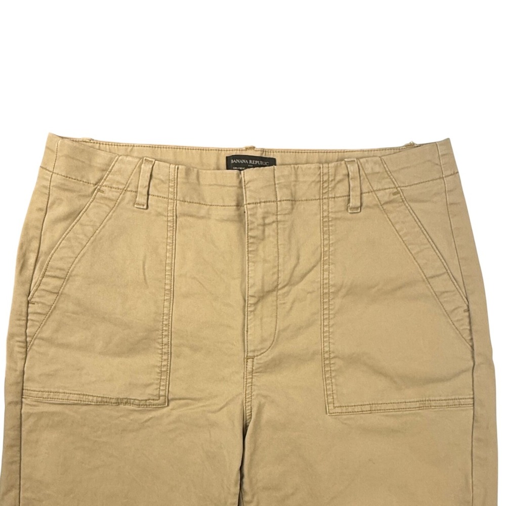 Banana Republic Girlfriend Authentic Chino Pants Khaki Tan Frayed Hem Size 12